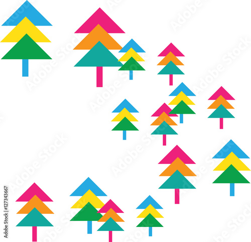 Colorful Geometric Christmas Trees