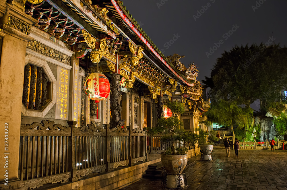 Asian Temple at Night