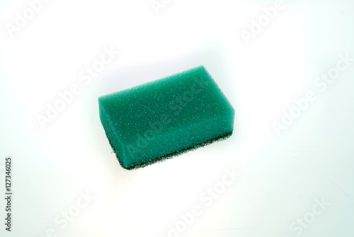 Sponges for washing close-up on the table. Fight with dirt. Cannon Housewives.