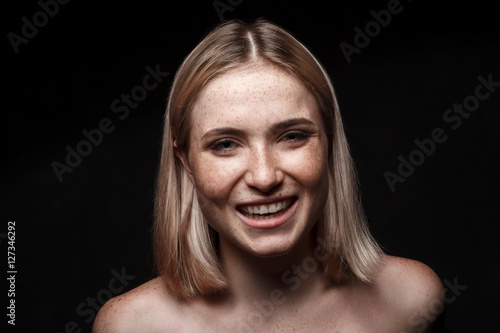 cinematic portrait of girl in dark studio