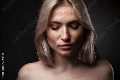 cinematic photo of sexy girl in dark studio