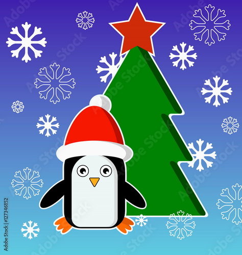 Christmas card with penguin