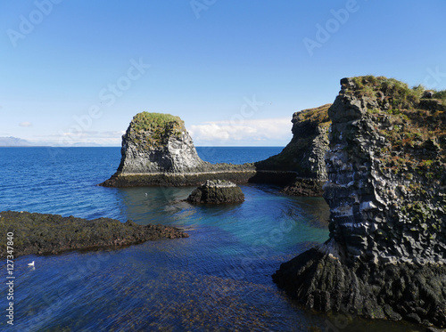 Basaltsäulen an der Atlantikküste bei Arnarstapi in Island