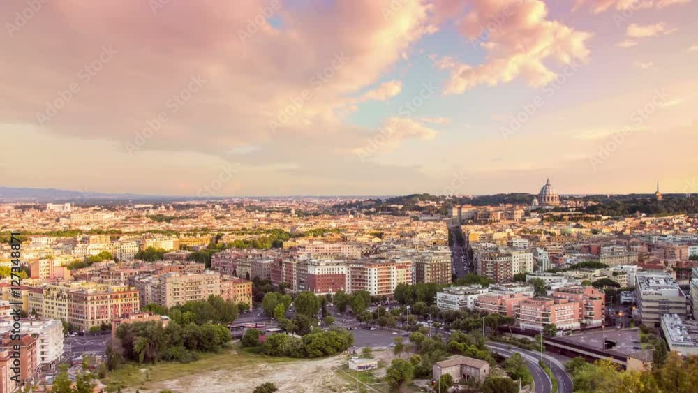 rome skyline aerial view timelapse from day to night rome skyline aerial view timelapse from day to night