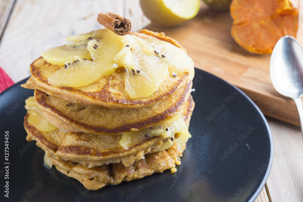 Pancakes of yam and kiwi Pancakes of yam and kiwi