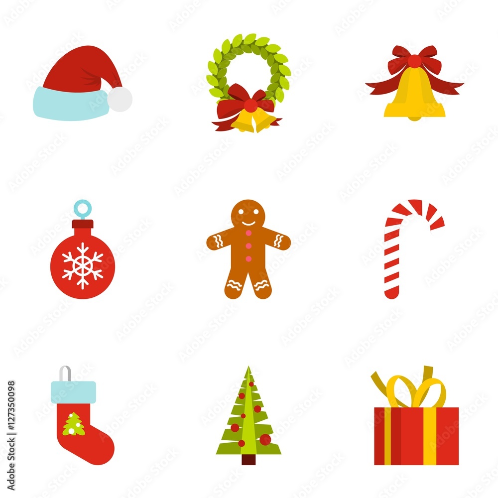 Christmas icons set. Flat illustration of 9 christmas vector icons for web Christmas icons set. Flat illustration of 9 christmas vector icons for web