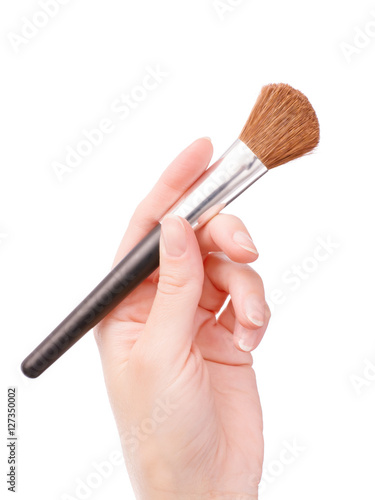 Hand holding cosmetic brush