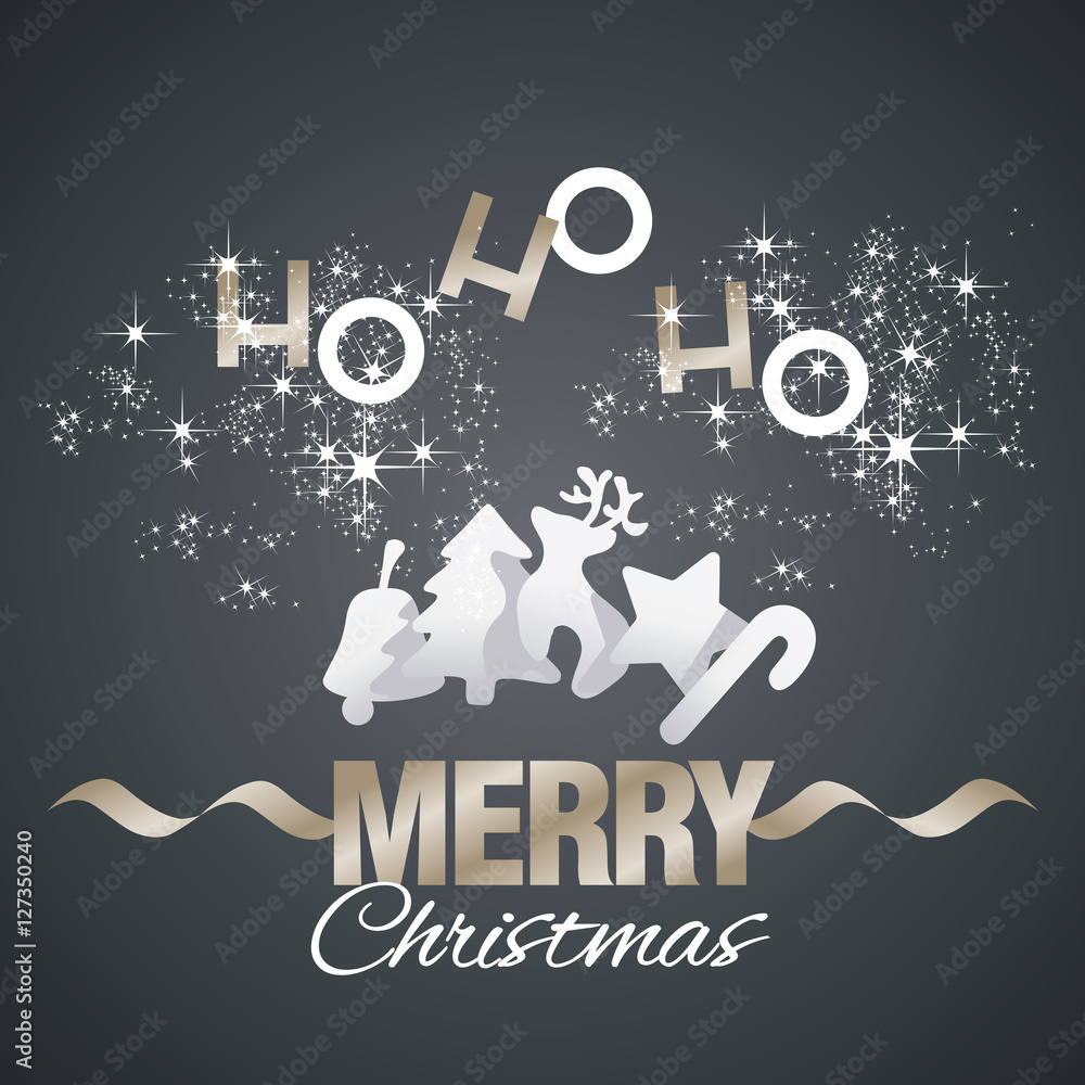 Fototapeta premium Ho-ho-ho Merry Christmas elements black vector
