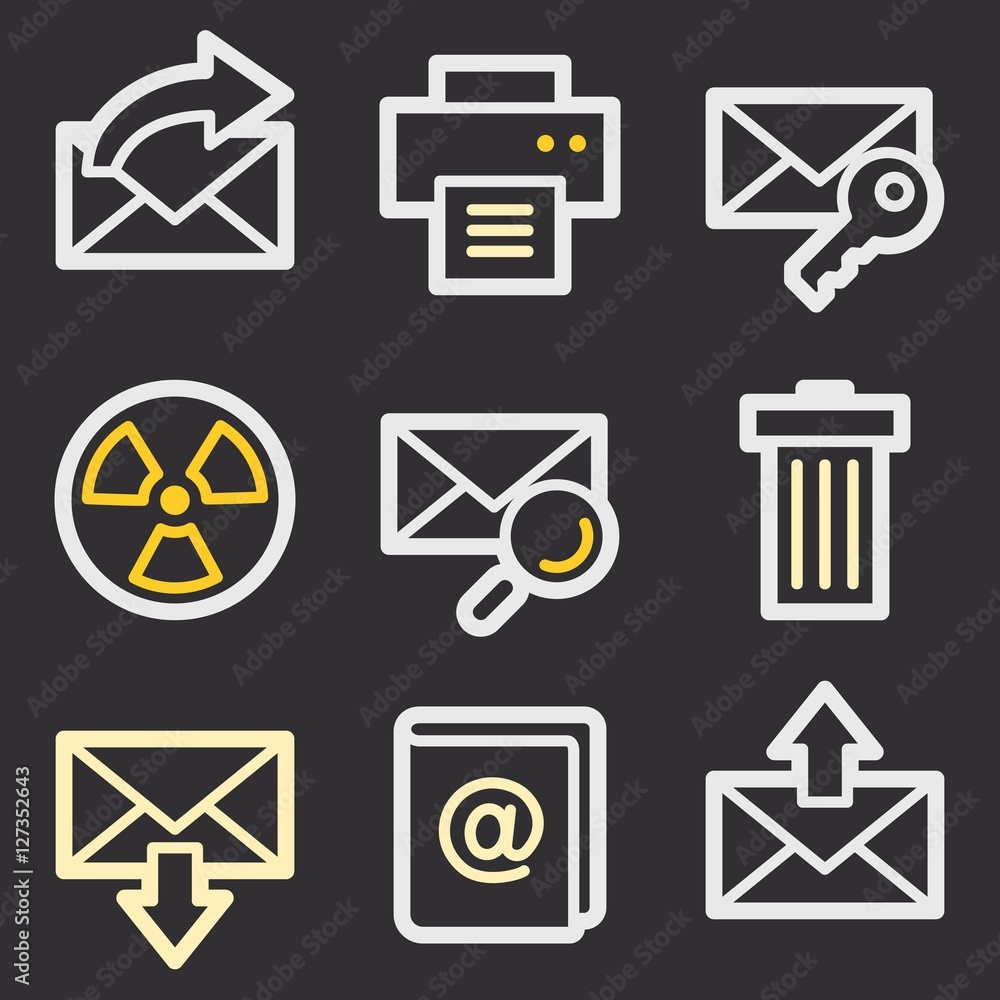 E-mail and documents web icons set. Office and CRM mobile symbol E-mail and documents web icons set. Office and CRM mobile symbol