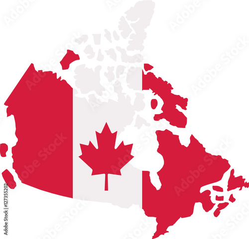 Canada map with canadian flag