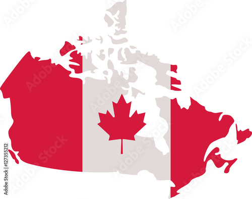 Canadian map with canada flag