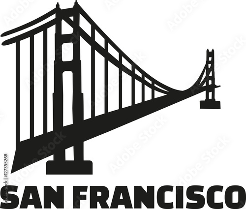 Golden gate bridge with word San Francisco