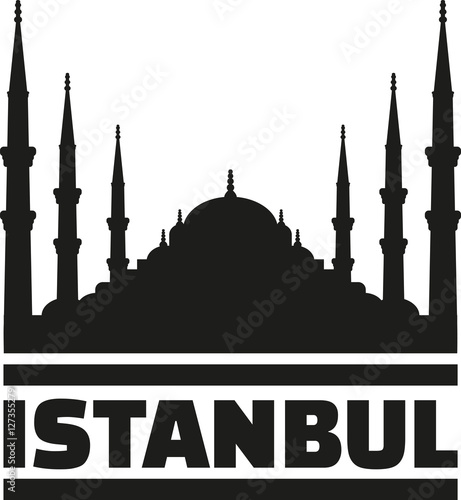 Mosque silhouette with Istanbul