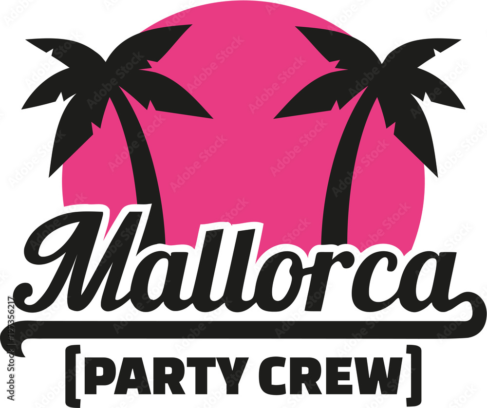 Mallorca party crew with palms