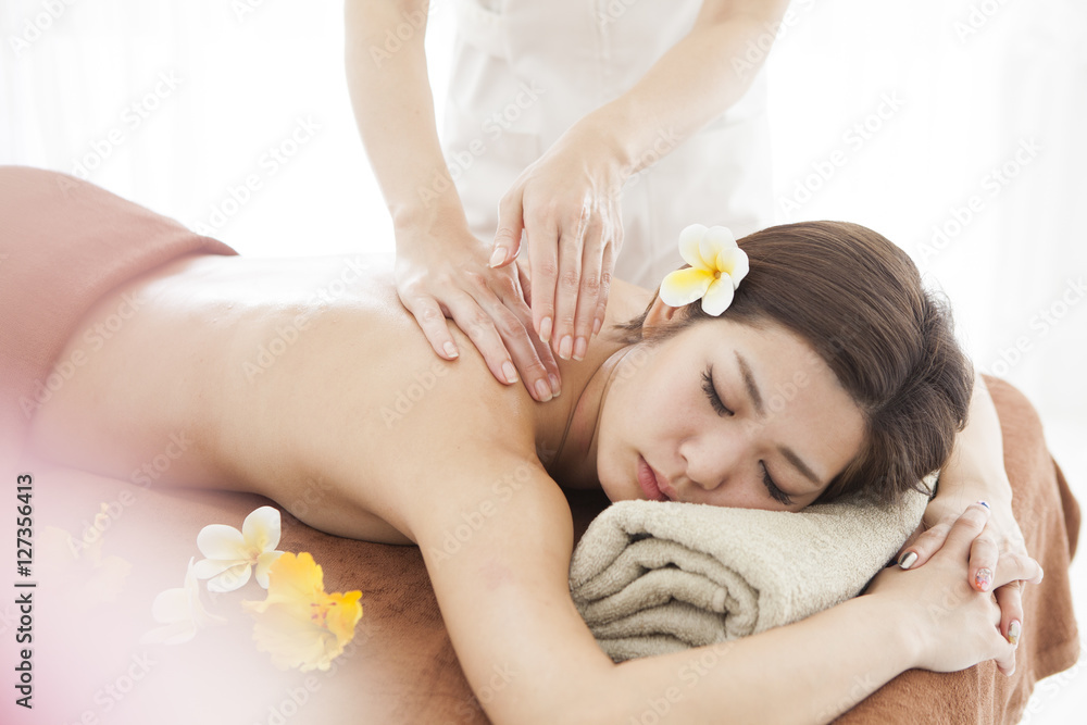 Beautiful ladies are receiving massage Beautiful ladies are receiving massage