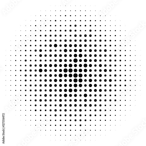 Halftone circles, halftone dots pattern. Monochrome half-tone