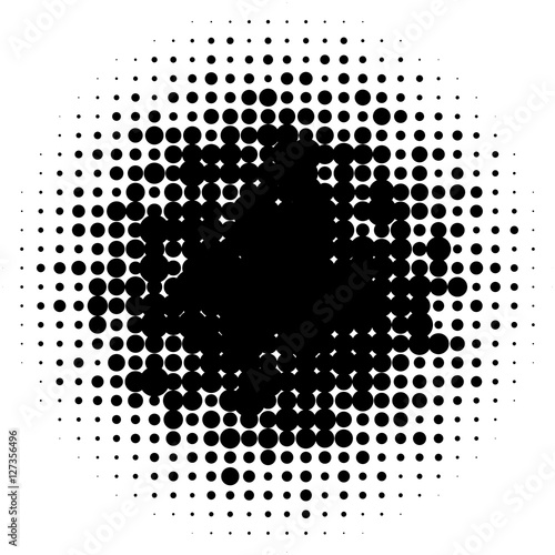 Halftone circles, halftone dots pattern. Monochrome half-tone