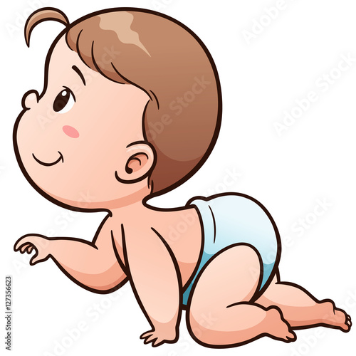 Vector Illustration of Cartoon Baby learn to crawl
