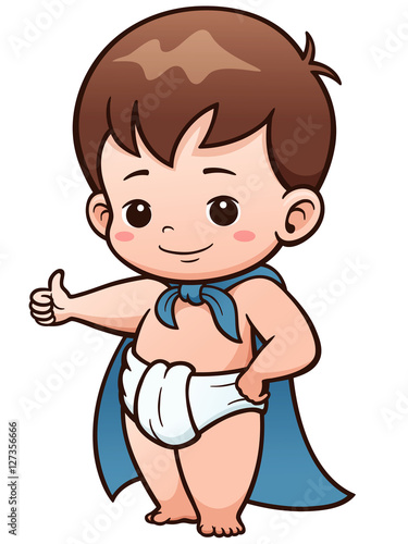 Vector Illustration of Cartoon Baby super hero cosplay character