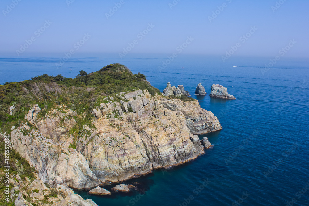 rocky island / A view of a rocky island, the southern coast of Korea 