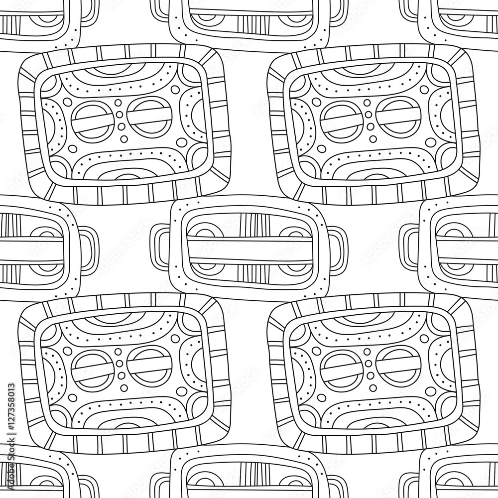 Black and white decorative seamless pattern for coloring book. Stock ...
