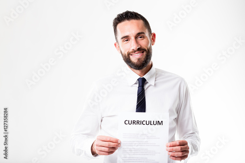 Obraz na plátně proud man showing his worthwhile resume