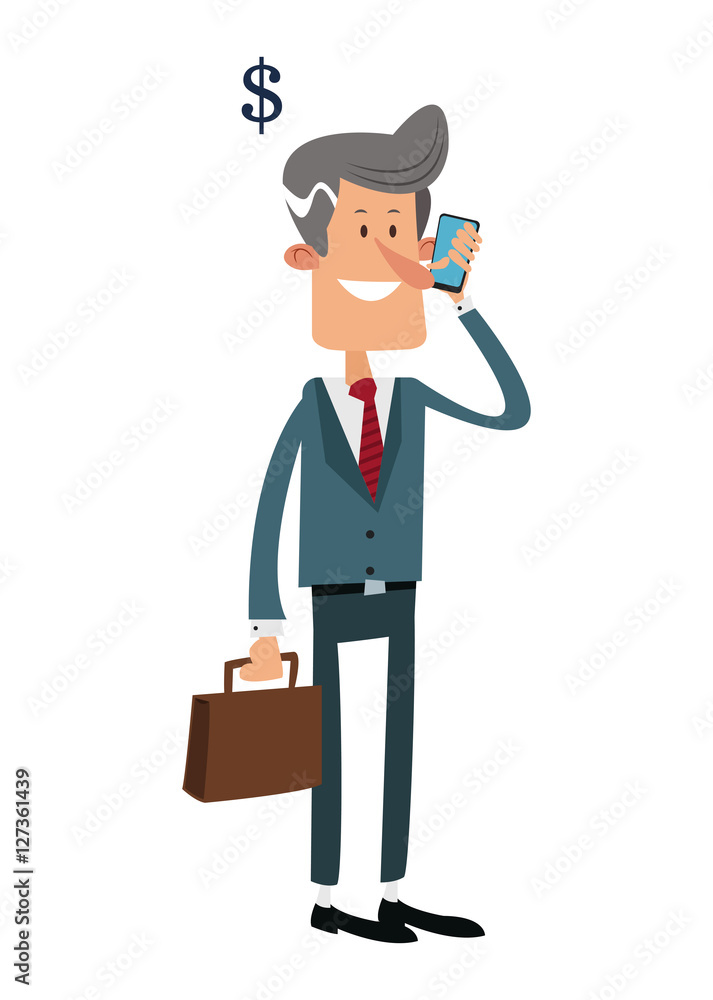 Cartoon man with smartphone icon. Mobile lifestyle technology and communication theme. Colorful design. Vector illustration Cartoon man with smartphone icon. Mobile lifestyle technology and communication theme. Colorful design. Vector illustration