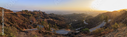 Принти на полотні Los Angeles downtown Sunset Cityscape with Griffin Observatory