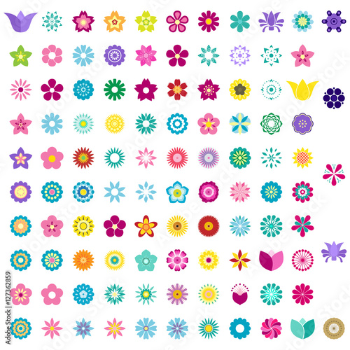 set of colorful flower icons