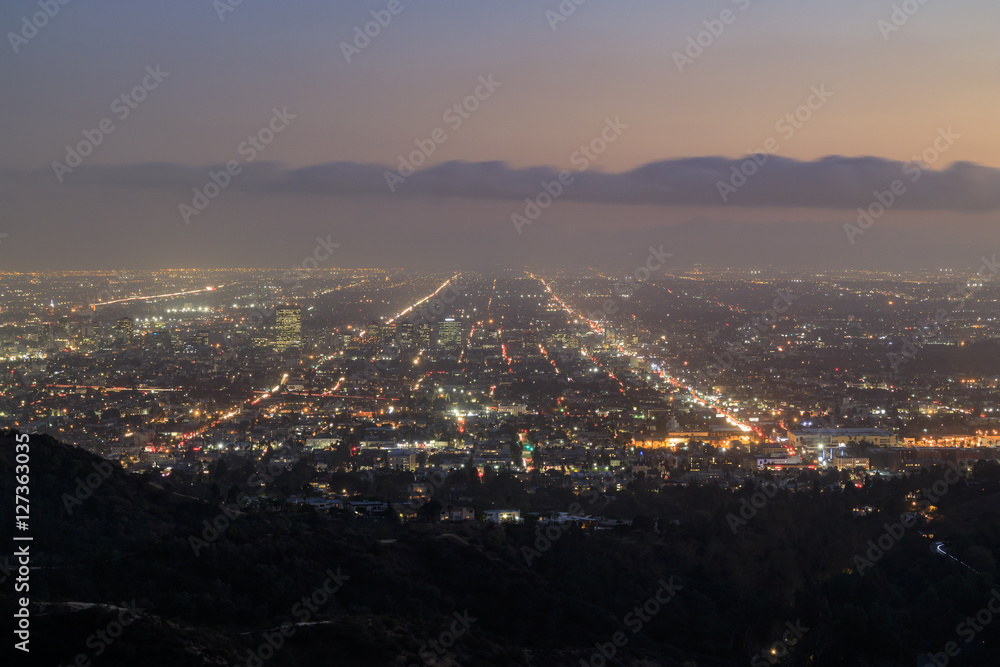 Hollywood area Sunset Cityscape from Griffith Park