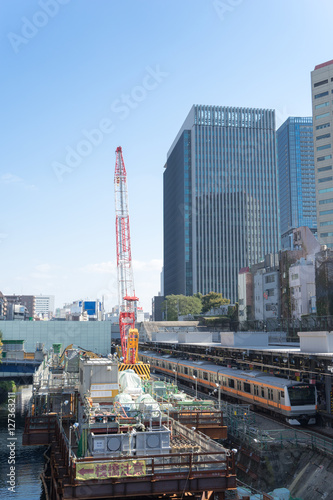 工事中の御茶ノ水駅と聖橋とJR中央線 2