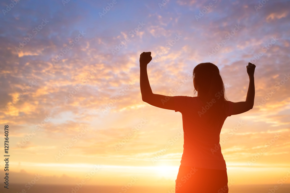 silhouette of woman feel free