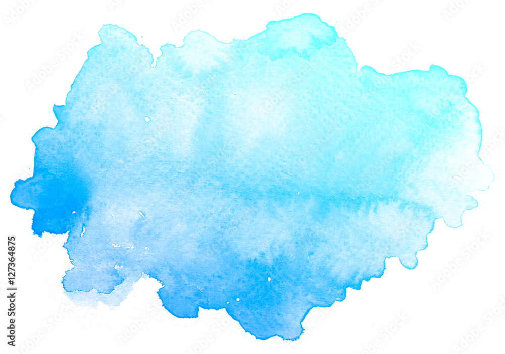 Abstract blue watercolor on white background.This is watercolor splash.It is drawn by hand. - obrazy, fototapety, plakaty 