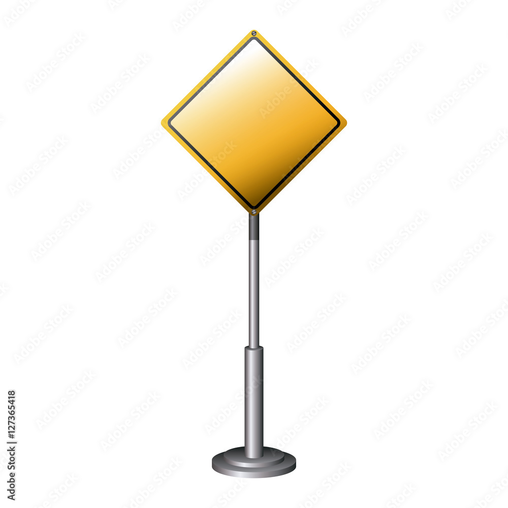 Yellow road sign icon. Street information warning and guide theme. Isolated design. Vector illustration