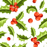 Christmas Holly Berry seamless pattern