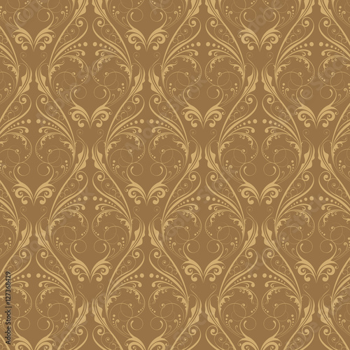 Design pattern.Brown floral seamless repeating wallpaper pattern