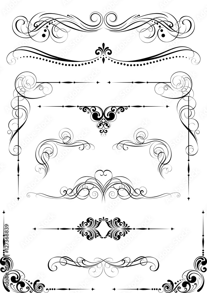 Set of black dividers design Set of black dividers design