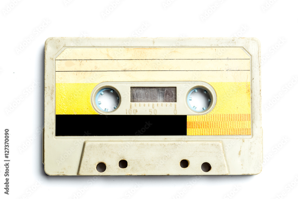 Fototapeta premium vintage cassette tape isolated white background