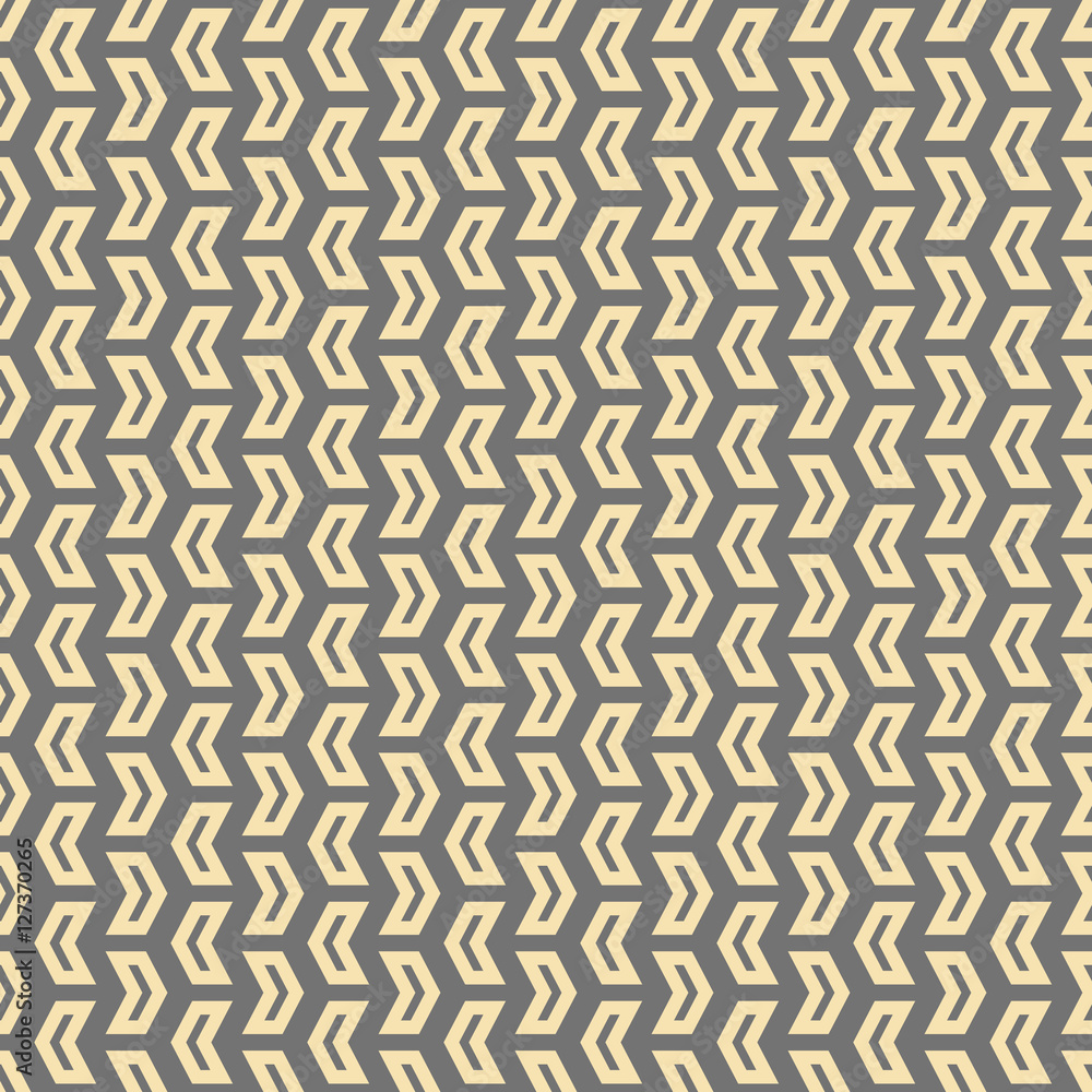 Geometric vector pattern with golden arrows. Seamless abstract background