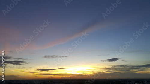 Three color sky in the summer morning