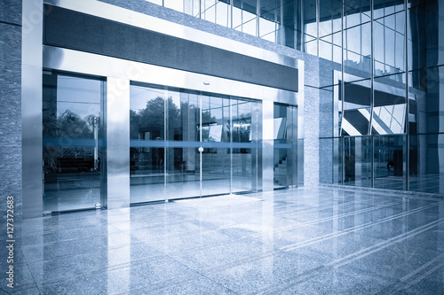 Canvas Print office building entrance and automatic glass door