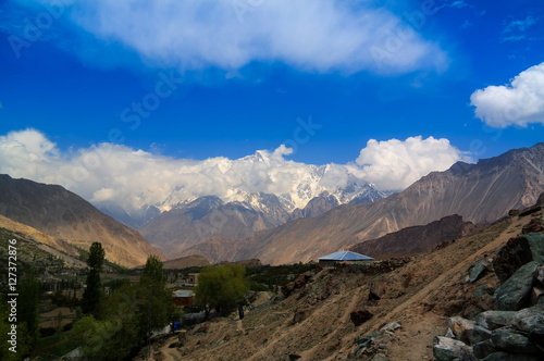 View to Rakaposhi peak, Karakorum mountains, Pakistan © homocosmicos