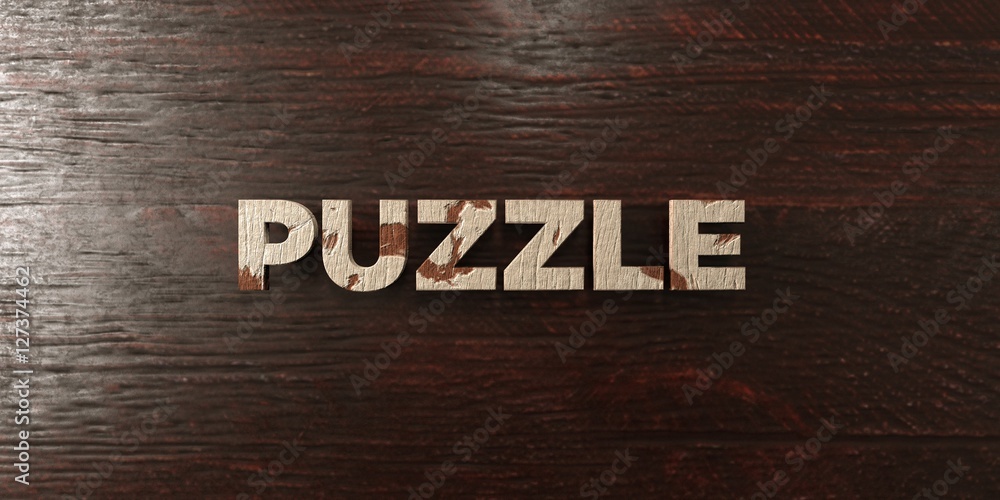 Fototapeta premium Puzzle - grungy wooden headline on Maple - 3D rendered royalty free stock image. This image can be used for an online website banner ad or a print postcard.