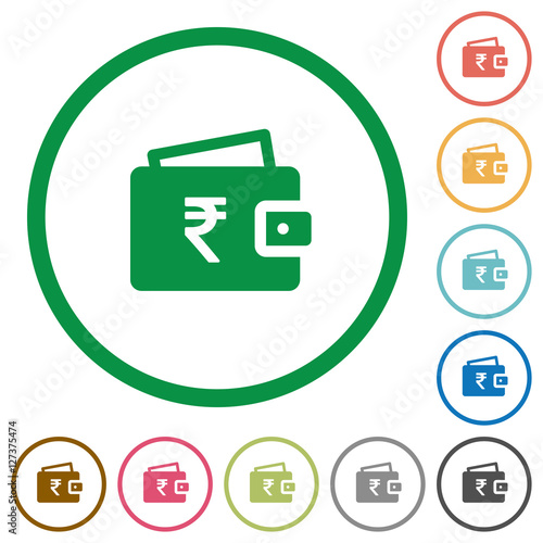 Free Download Indian Rupee wallet flat icons with outlines - GFXLoad