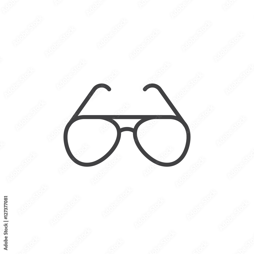 Sunglasses line icon, sun glasses outline vector sign, linear pictogram isolated on white. logo illustration Sunglasses line icon, sun glasses outline vector sign, linear pictogram isolated on white. logo illustration