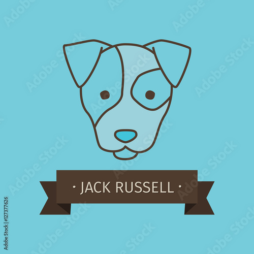 Jack russel breed dog for logo design. Vector colored hand drawn dog head