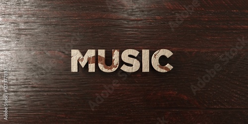 Music - grungy wooden headline on Maple  - 3D rendered royalty free stock image. This image can be used for an online website banner ad or a print postcard.