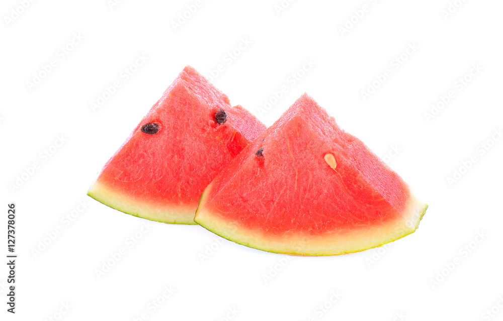 Two pieces of watermelon on a white background. Two pieces of watermelon on a white background.