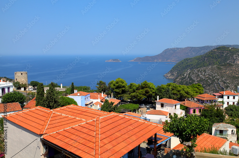 Old Village view to the Aegean sea,Alonissos,Greece