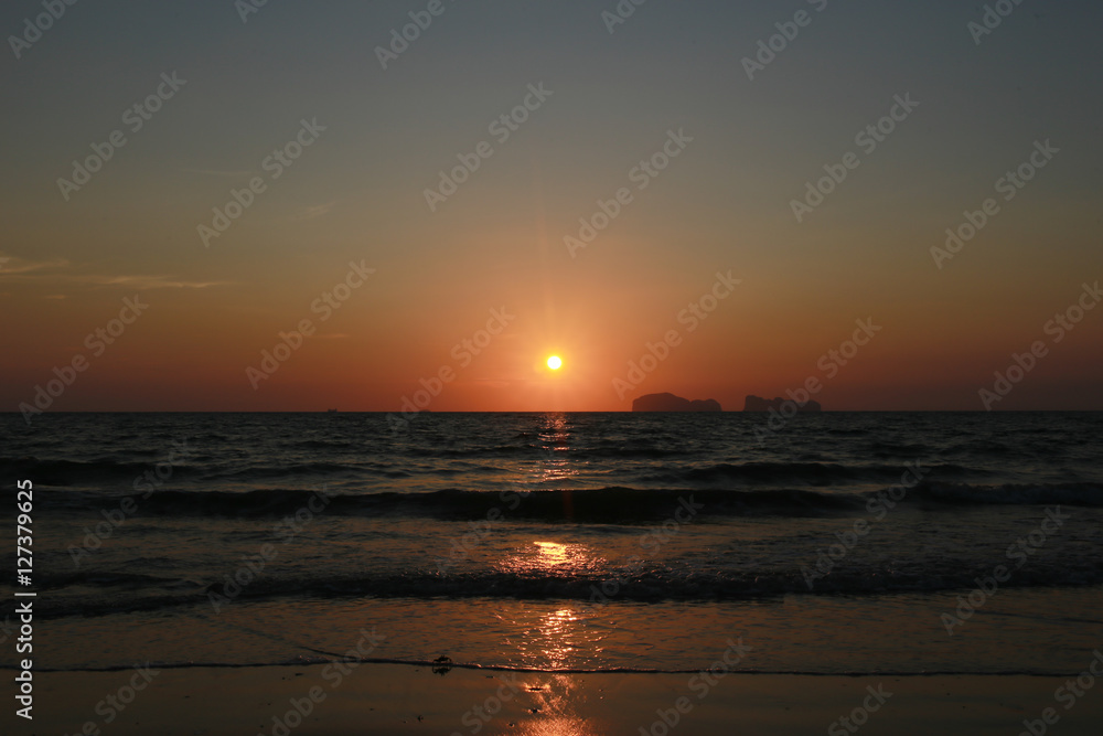 sunset and beach at Koh Sukorn Island in Palian of Trang - Thail
